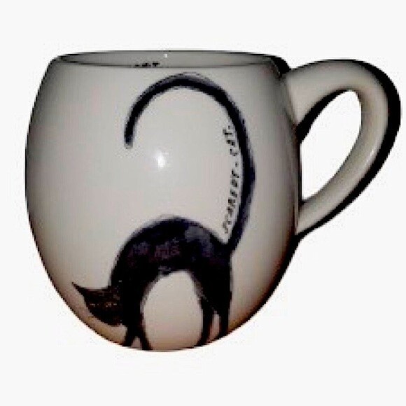 Rae Dunn Black Cat Scaredy-Cat Mug - Picture 1 of 3